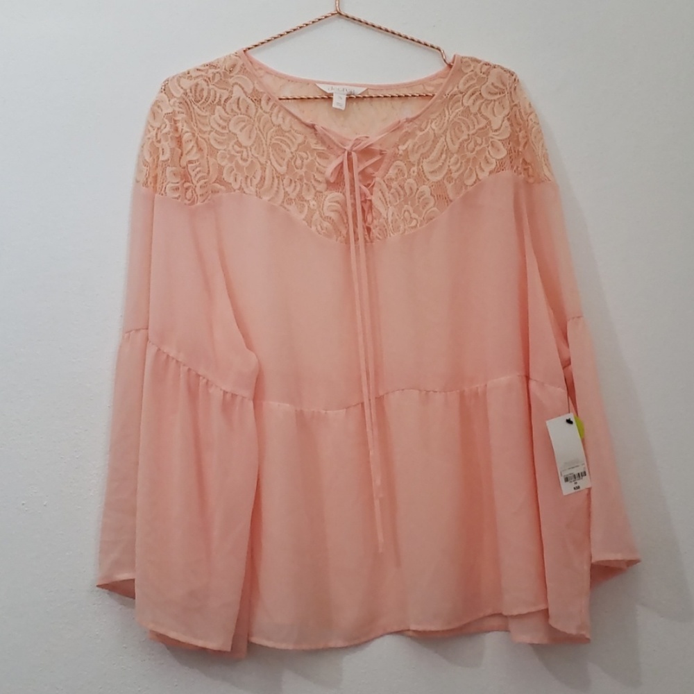 Decree Lace Up Babydoll Top - Juniors Plus